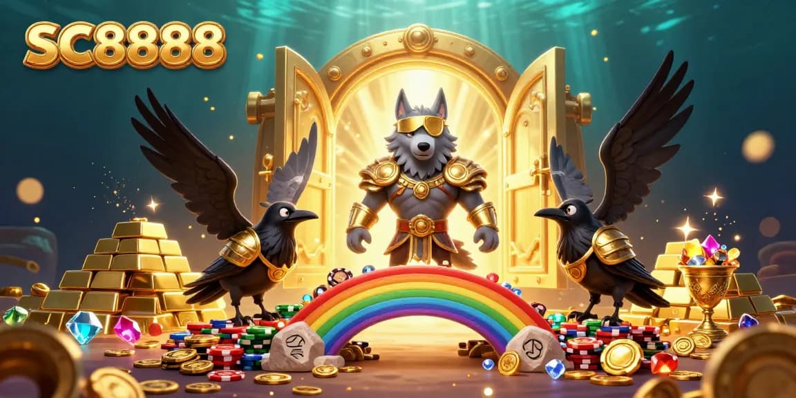 Join the thrilling adventure of SC8888 with Odin and his ravens in a vibrant 3D digital casino world.