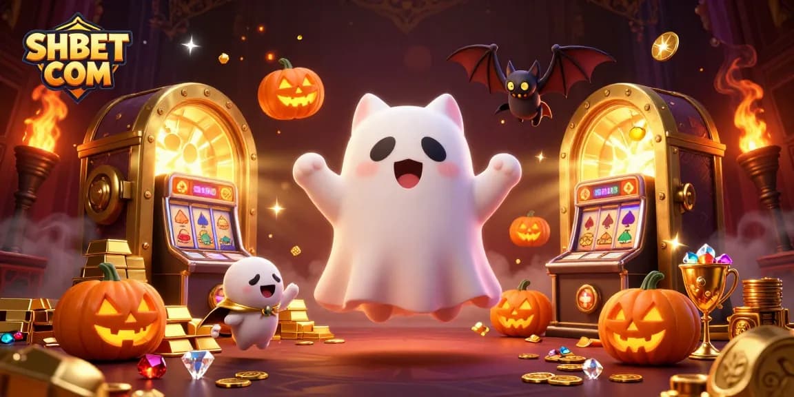 Experience thrilling gameplay at SHBET COM with a friendly ghost cat navigating a haunted casino.