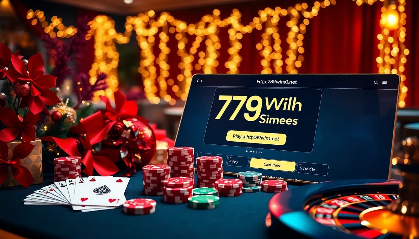 Enjoying a vibrant casino experience with promotions at https://789wins1.net/ featuring festive decorations and gaming.