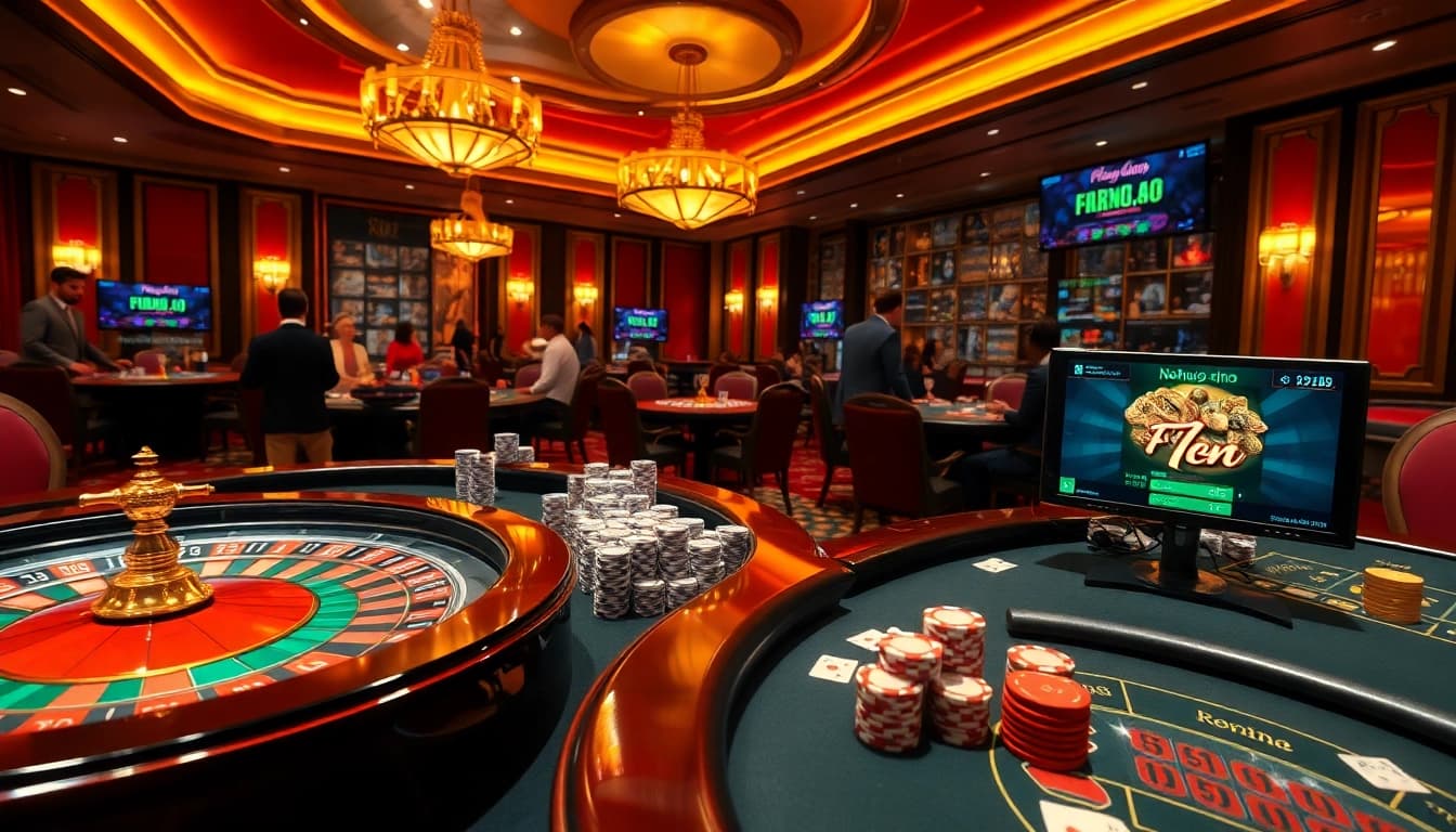 Experience the excitement of gambling at nohu90 com with players at casino tables.