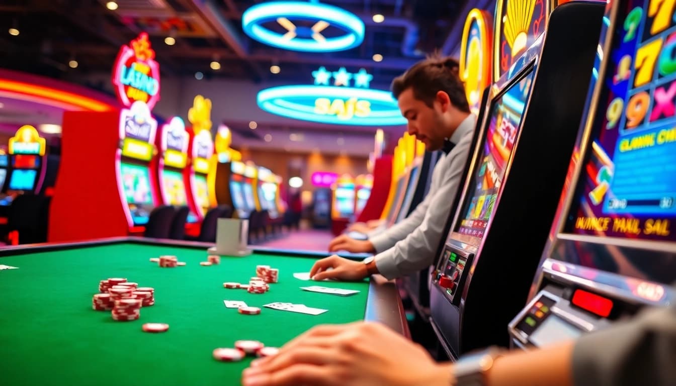 Engaging gameplay at sg online casino featuring vibrant slot machines and colorful chips.