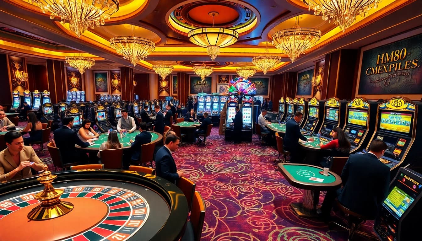 Players enjoying casino games at HM88, showcasing excitement and vibrant gaming atmosphere.