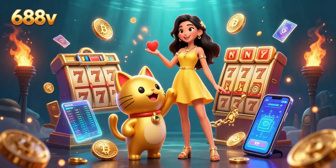 Experience the thrill of 688v with slots, golden lucky cat, and cryptocurrency coins!
