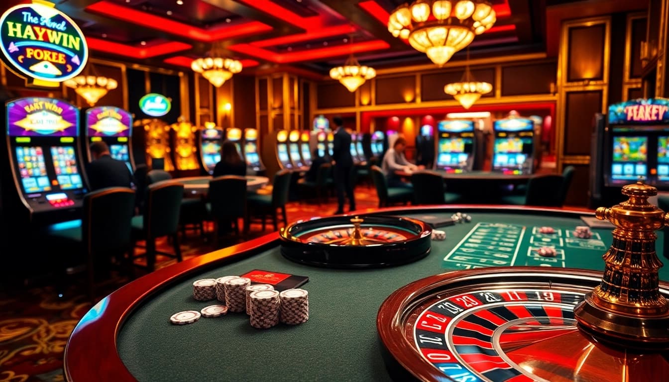 Experience high-stakes gameplay with haywin while placing bets at an elegant casino table.