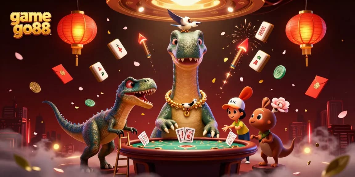Play game go88 with a dazzling dinosaur scene illustrating lively casino elements.