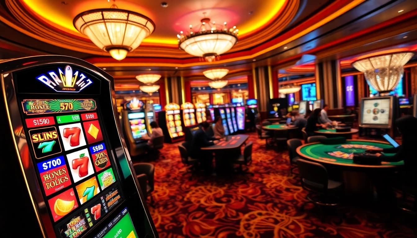 Experience the excitement of slots777 with engaging slot machines in a vibrant casino setting.