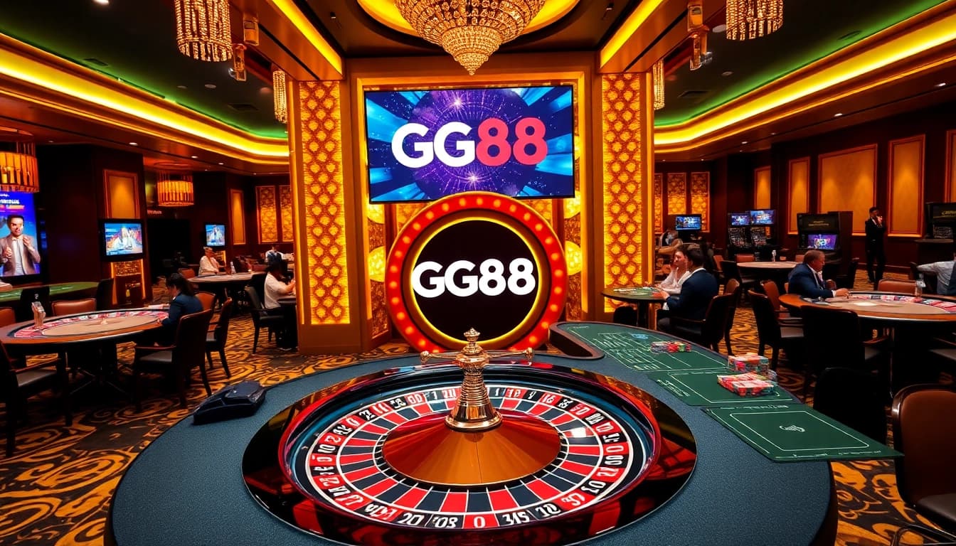 Players engaging with GG88's exciting casino games in a luxurious setting.