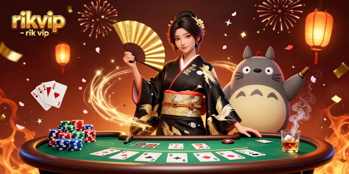 Engage in thrilling gameplay with rikvip - rik vip, featuring vibrant poker elements and stunning characters.