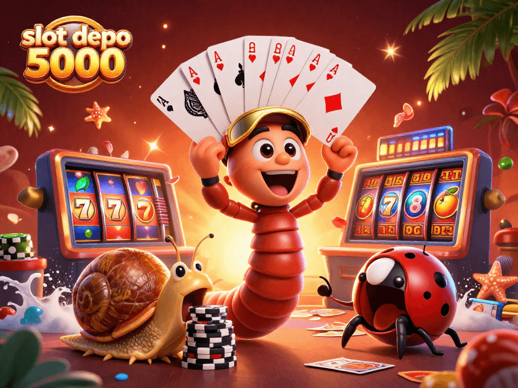 Spin the reels with excitement at slot depo 5000, showcasing vibrant symbols and thrilling casino atmosphere.