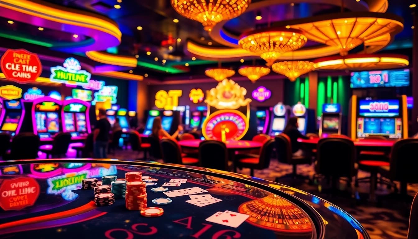 Exciting casino scene showcasing poker games and betting slips, highlighting https://b52.za.com/.