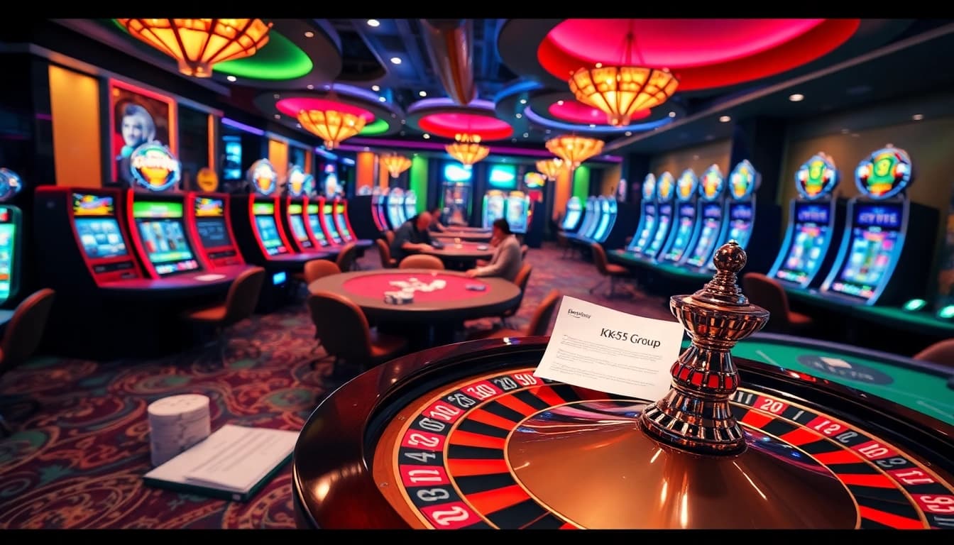 Experience the luxurious thrill of gambling at kk55.group with vibrant casino tables and exciting games.