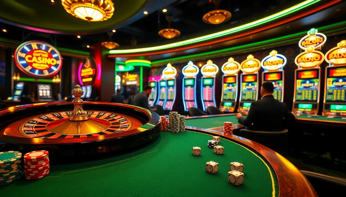 A stunning casino scene featuring a roulette wheel, eager players, and vibrant gambling elements, emphasizing excitement on the path to winning strategies via https://ecogreenbuilders.in/contact/.