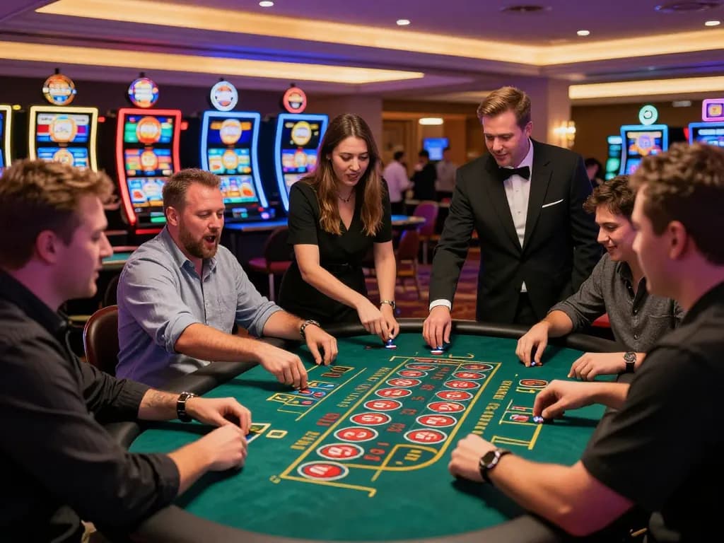 Exciting roulette gameplay at okfun casino with players placing bets and engaging with dealers.