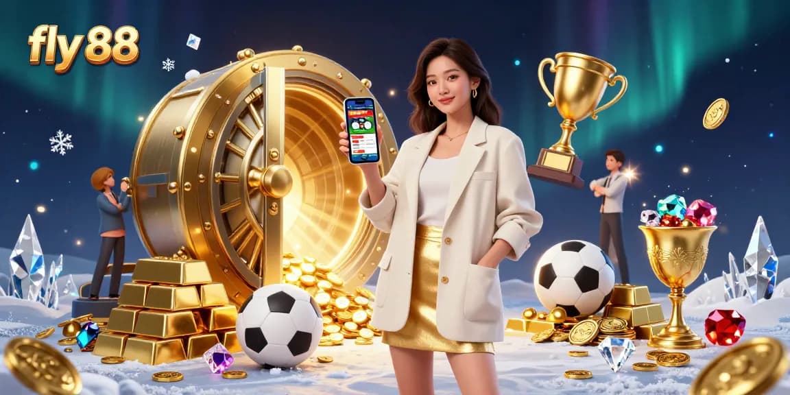 Engage with fly 88 through immersive sports betting visuals showcasing excitement and trophy rewards.