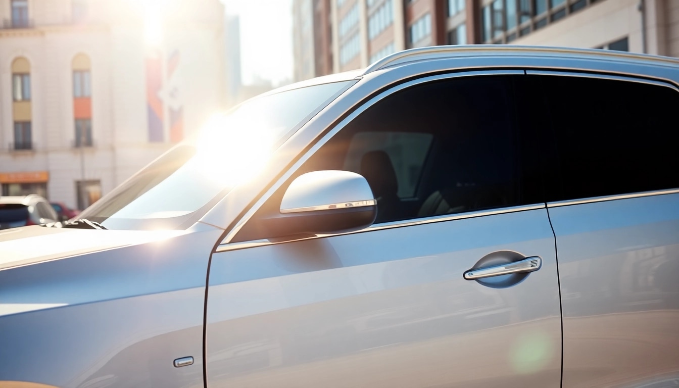 Showcase ceramic window tint on a vehicle, highlighting its vibrant urban style.