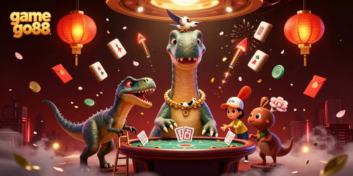 Play game go88 with a dazzling dinosaur scene illustrating lively casino elements.