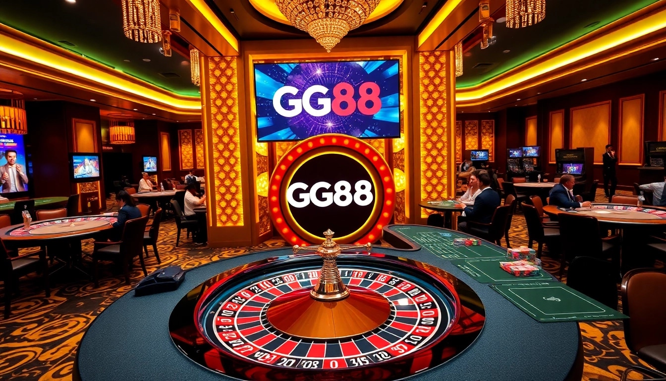 Players engaging with GG88's exciting casino games in a luxurious setting.