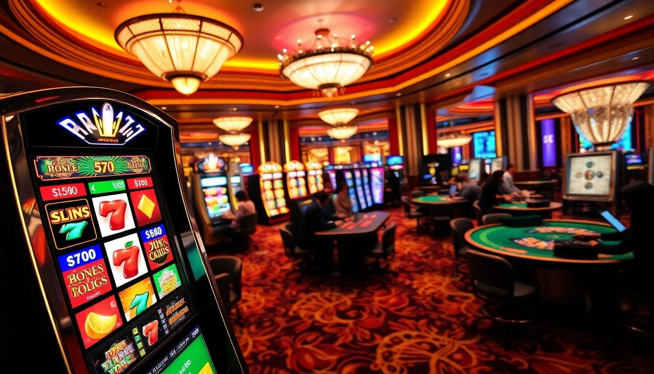 Experience the excitement of slots777 with engaging slot machines in a vibrant casino setting.