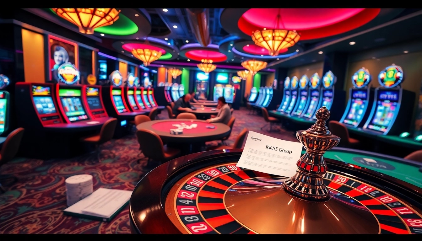 Experience the luxurious thrill of gambling at kk55.group with vibrant casino tables and exciting games.