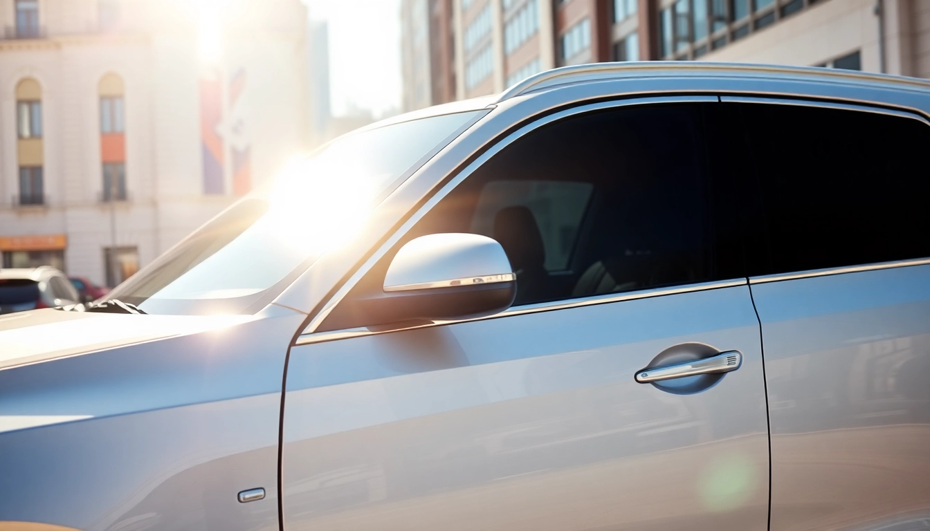 Showcase ceramic window tint on a vehicle, highlighting its vibrant urban style.