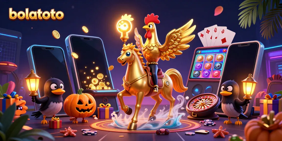 Experience the excitement of bolatoto with a golden rooster in a vibrant midnight casino scene.