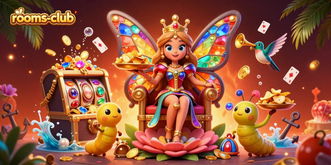 ilustrasi 3D menarik di dalam tema rooms-club dengan karakter kasino dan elemen permainan yang kaya