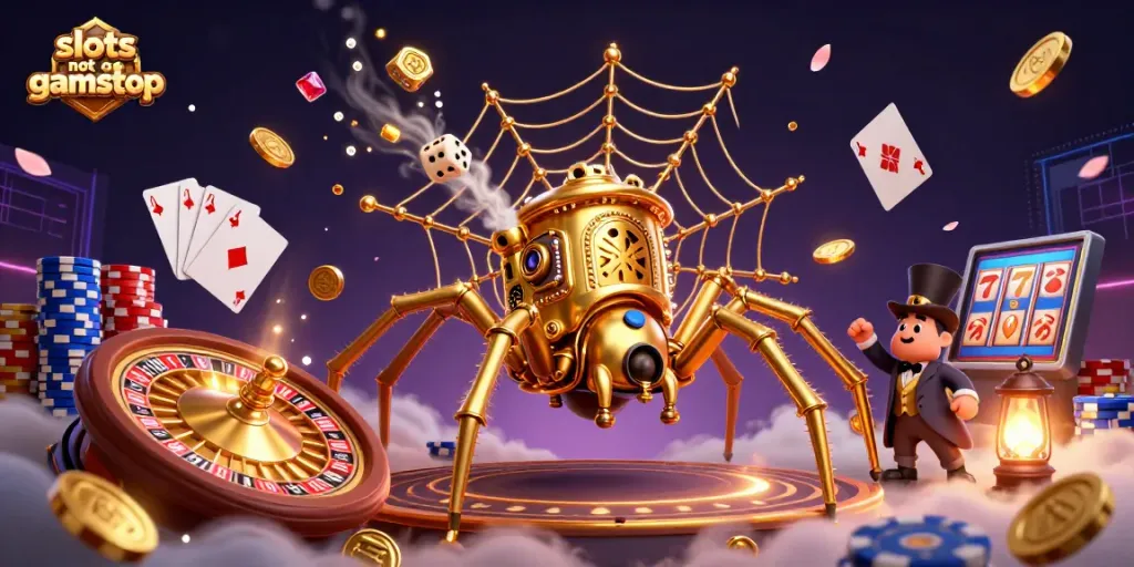 Spin the reels at slots not on gamstop with vibrant golden coins and lively game elements.