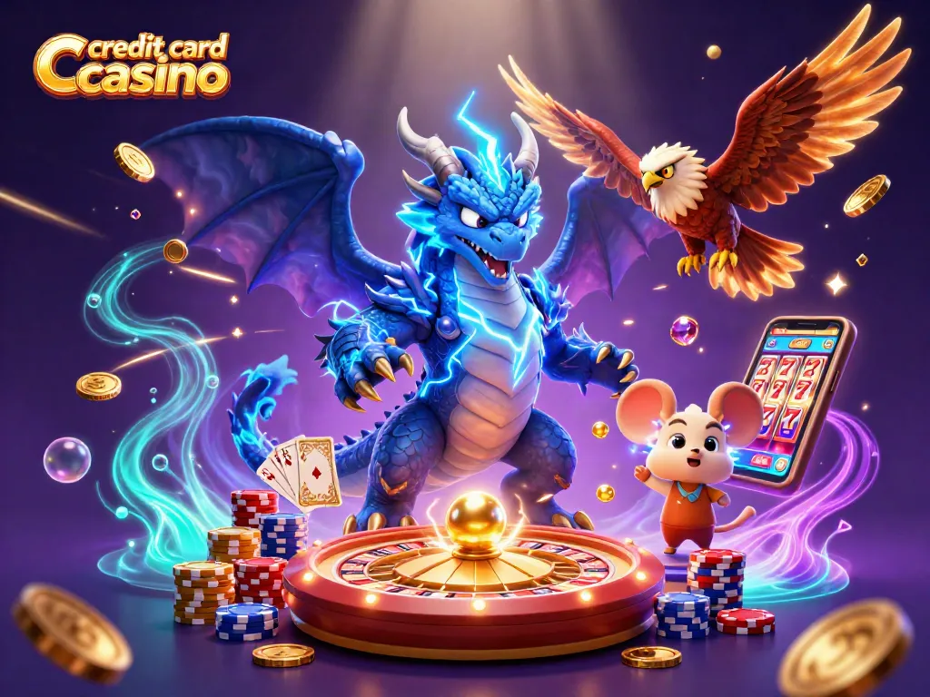 Experience thrilling gameplay at a credit card casino with energized characters and vibrant game elements.