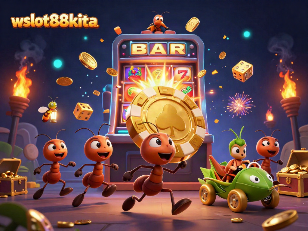 Ant tim 3D heist memenangkan chip poker di wslot888kita kasino online.