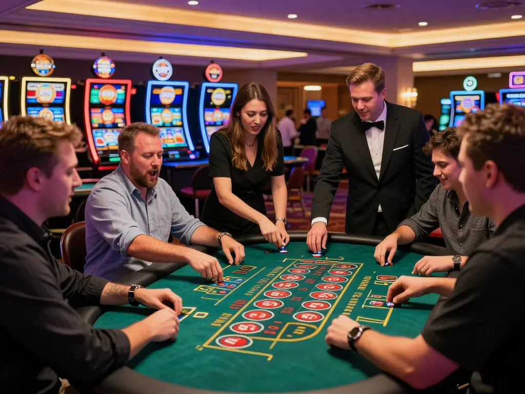 Exciting roulette gameplay at okfun casino with players placing bets and engaging with dealers.