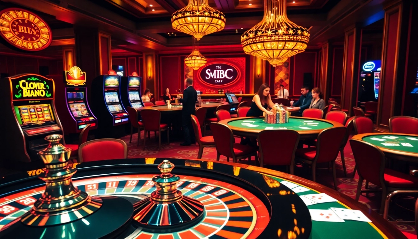 Play exciting games at https://68vip.red/ in a luxurious casino setting with roulette and cards.