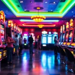 Menggandeng pengalaman luar biasa Slot Game dengan mesin slot bercahaya dan pemain yang terlibat.