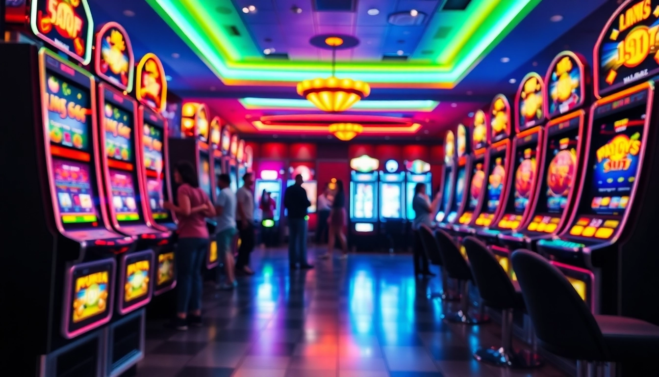 Menggandeng pengalaman luar biasa Slot Game dengan mesin slot bercahaya dan pemain yang terlibat.