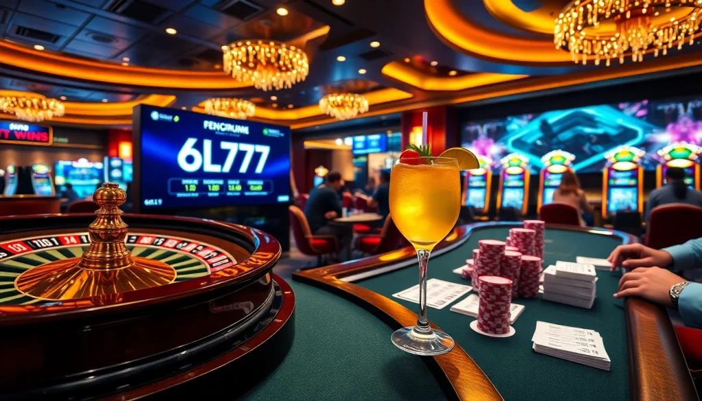 Engaging scene of players winning at the casino with the 6L777 betting platform interface displayed.