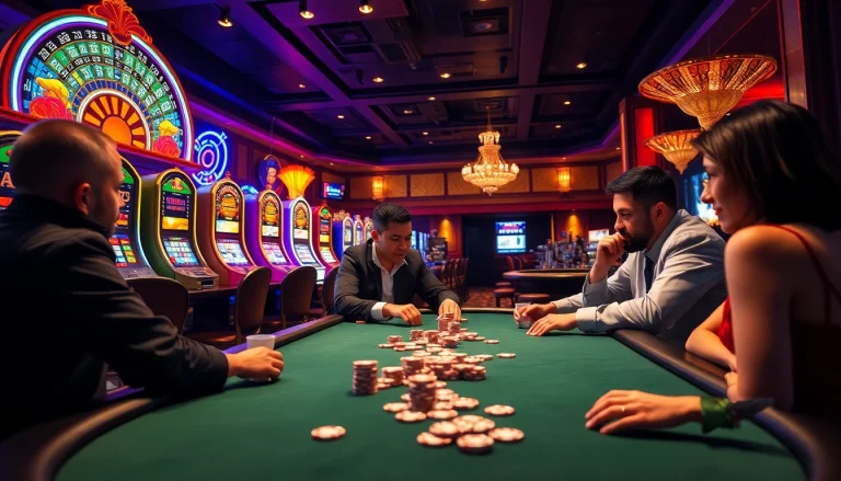 Engaged players at a lively poker table, reflecting the excitement of gambling at https://mm88.sa.com/.