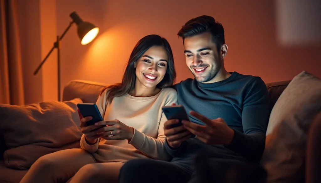 Engaging sex AI chat on a cozy couch, showcasing intimacy and connection.