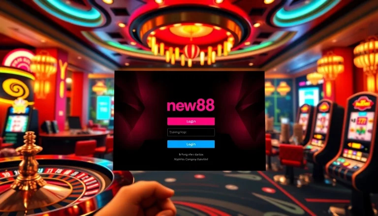Login screen for new88 đăng nhập featuring luxurious casino elements and gaming excitement.