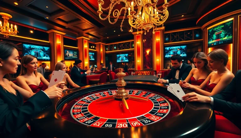 Engage in thrilling gameplay at https://jboqz.com with a luxurious casino roulette table and vibrant atmosphere.