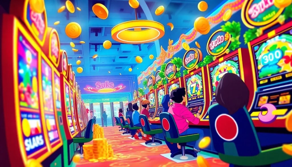 Experience the excitement of hoki138 with vibrant slot machines, colorful graphics, and dynamic gaming atmosphere.