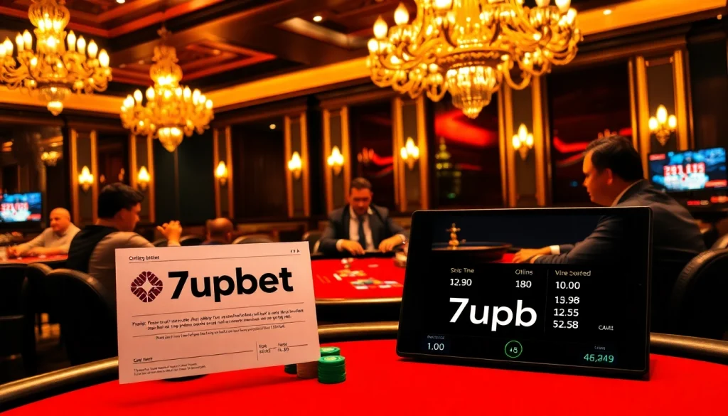 Engage with thrilling gameplay at 7upbet featuring a luxurious poker room atmosphere.
