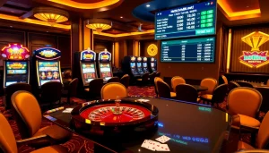 Engage in luxury gaming at https://nh88.net/ with a stunning roulette wheel and vibrant casino scene.