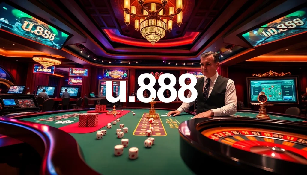 Engaging player at u888 creates excitement at a vibrant online casino table.