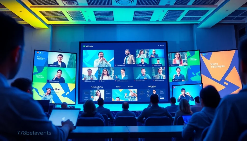 Vibrant digital event scene showcasing 789betevents with engaging attendees and modern tech.