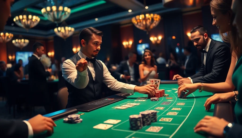 에볼루션 바카라 테이블에서 게임 중인 플레이어와 딜러의 생동감 있는 장면