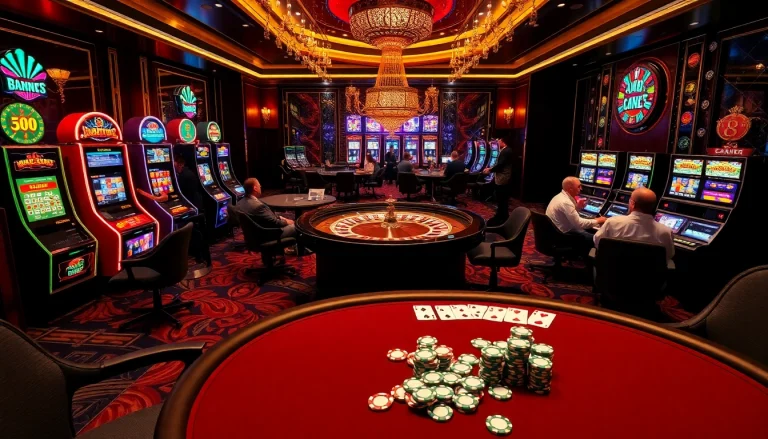 Engaging scene at 222bd one casino with roulette table and vibrant slots.