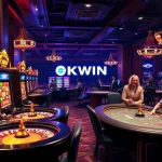 Experience the thrilling atmosphere of OKWIN with vibrant casino games and engaging players.
