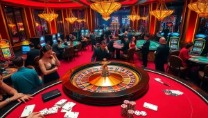 Experience the thrill of winning at 79king casino with players at roulette and vibrant gaming tables.