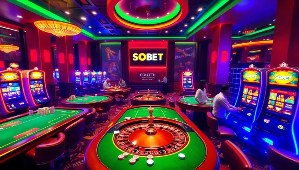 Experience the thrilling atmosphere at https://soibet.vision/ with exciting casino tables and vibrant gaming setups.
