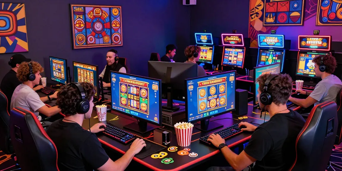 Gamers enjoying new online casinos experience with vibrant screens and gaming gear.