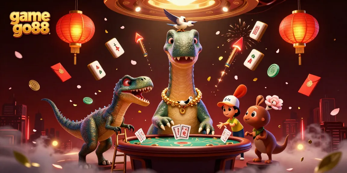 Play game go88 with a dazzling dinosaur scene illustrating lively casino elements.